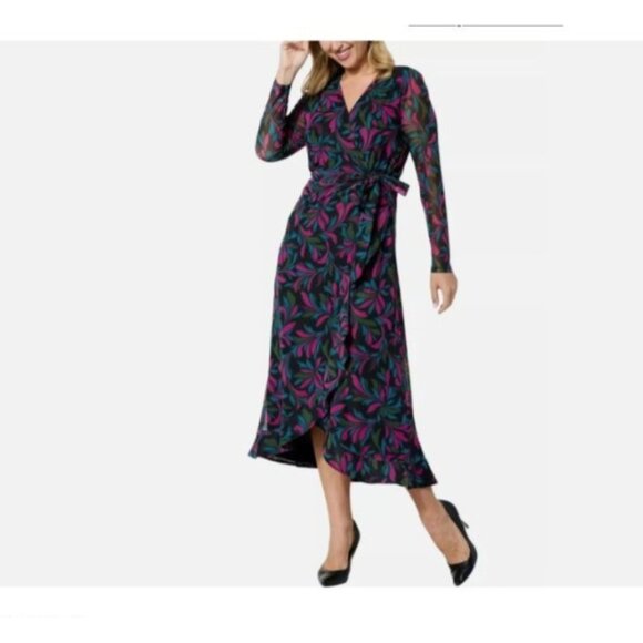 C Wonder by Christian Siriano Mesh Ruffle Hem Dress Wild Tulip Fuchsia Size XL - Picture 1 of 7